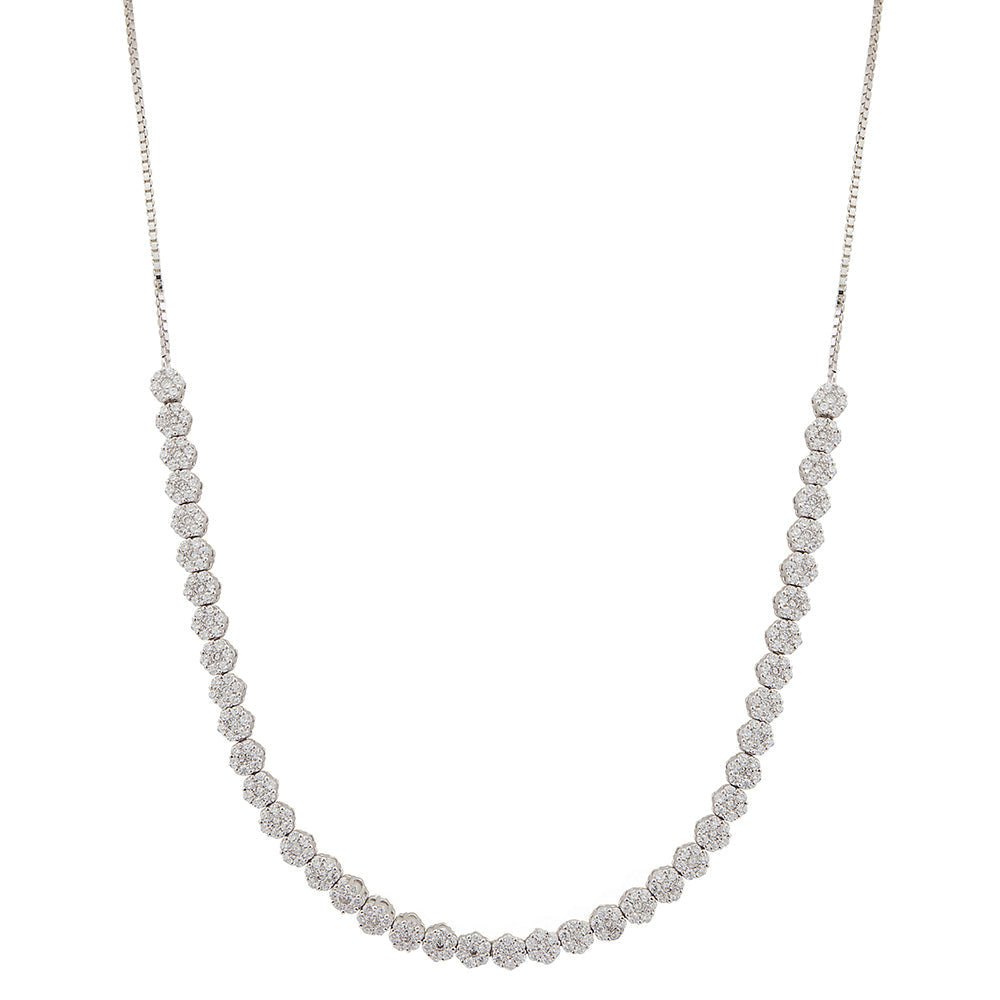 Elegant Diamond Necklace Set In Silver