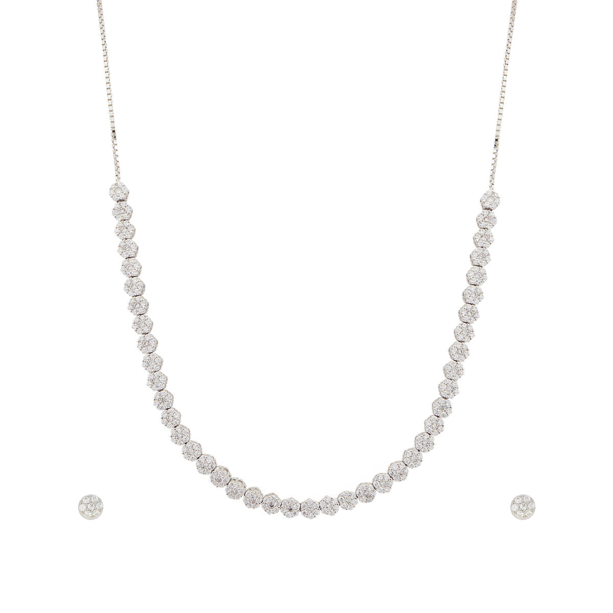 Elegant Diamond Necklace Set In Silver