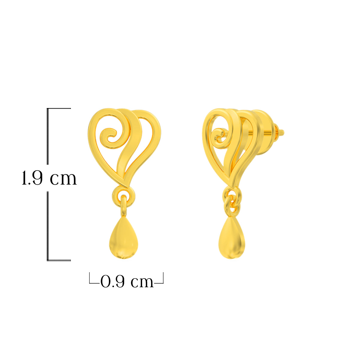 Novel Heart Style Gold Studs 14K