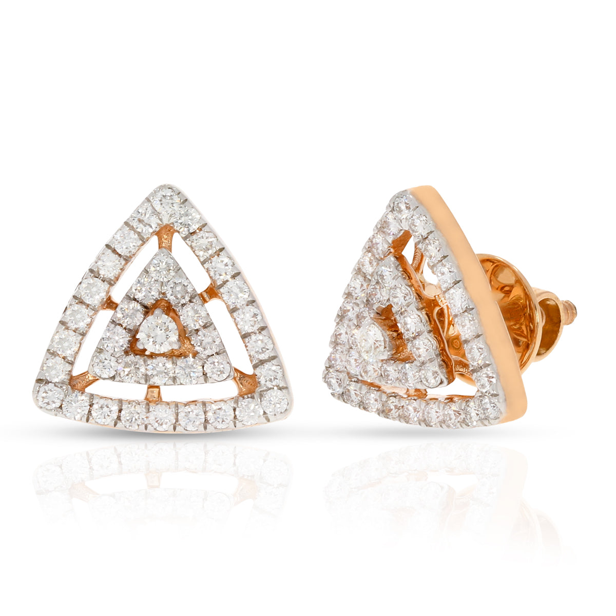Intricately Crafted Trigonal Rose Gold Studs