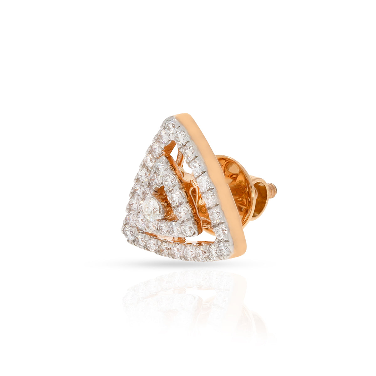 Intricately Crafted Trigonal Rose Gold Studs