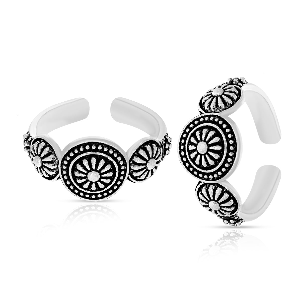 Flora Charm Silver Toe Rings
