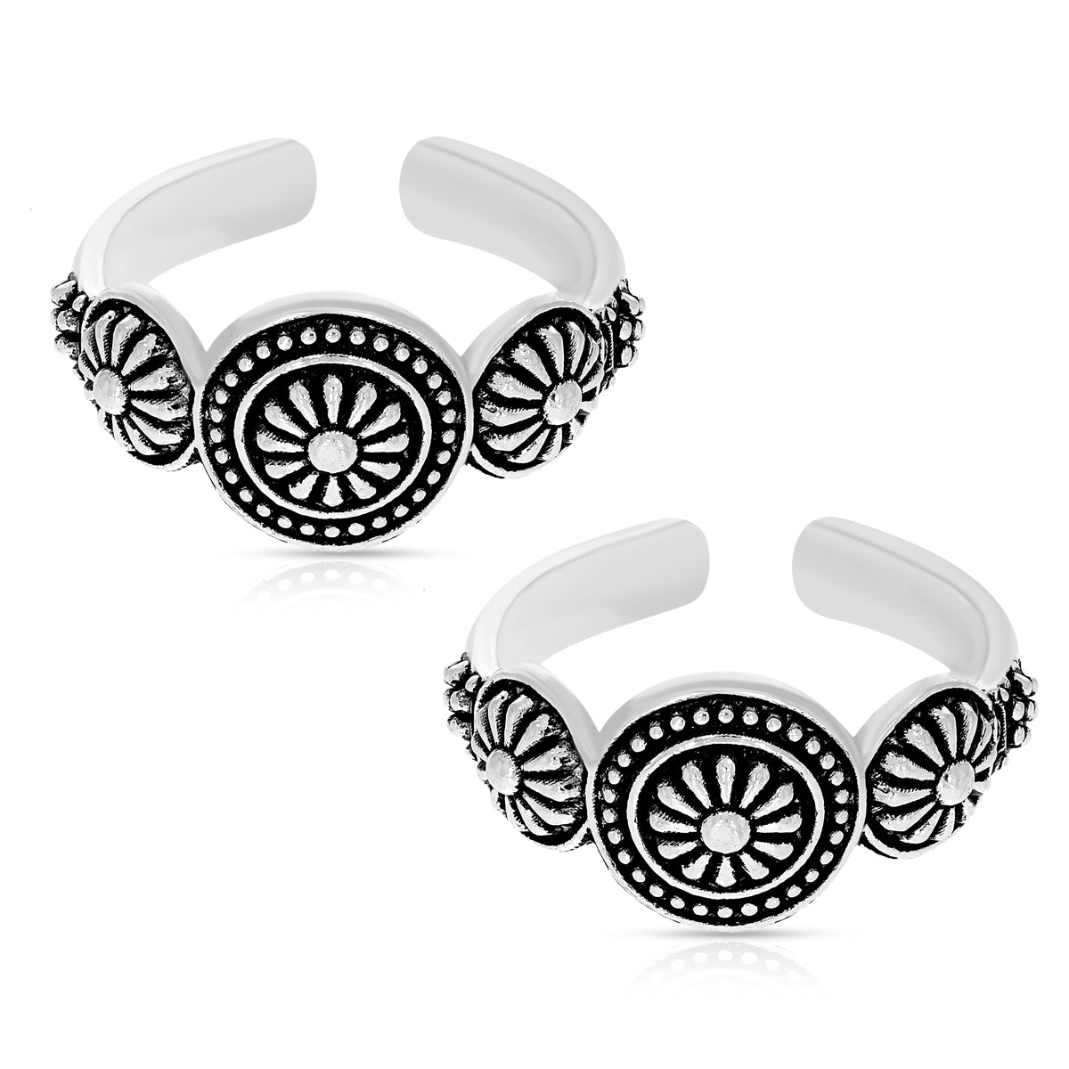 Flora Charm Silver Toe Rings
