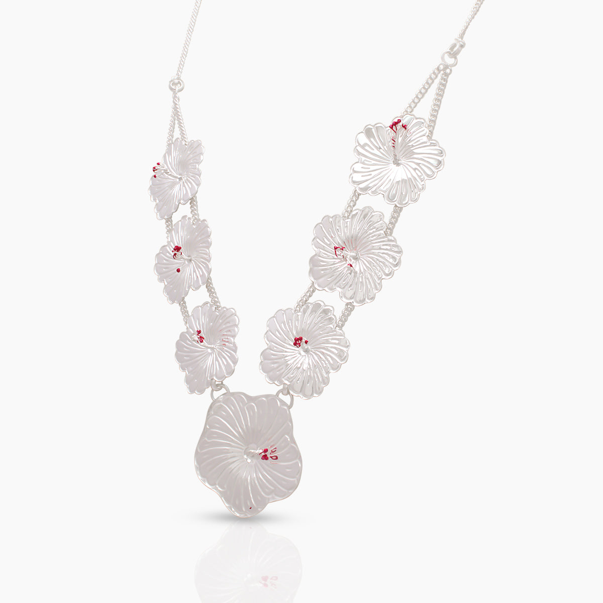 Silver Hibiscus Flower Haar For Ganpati