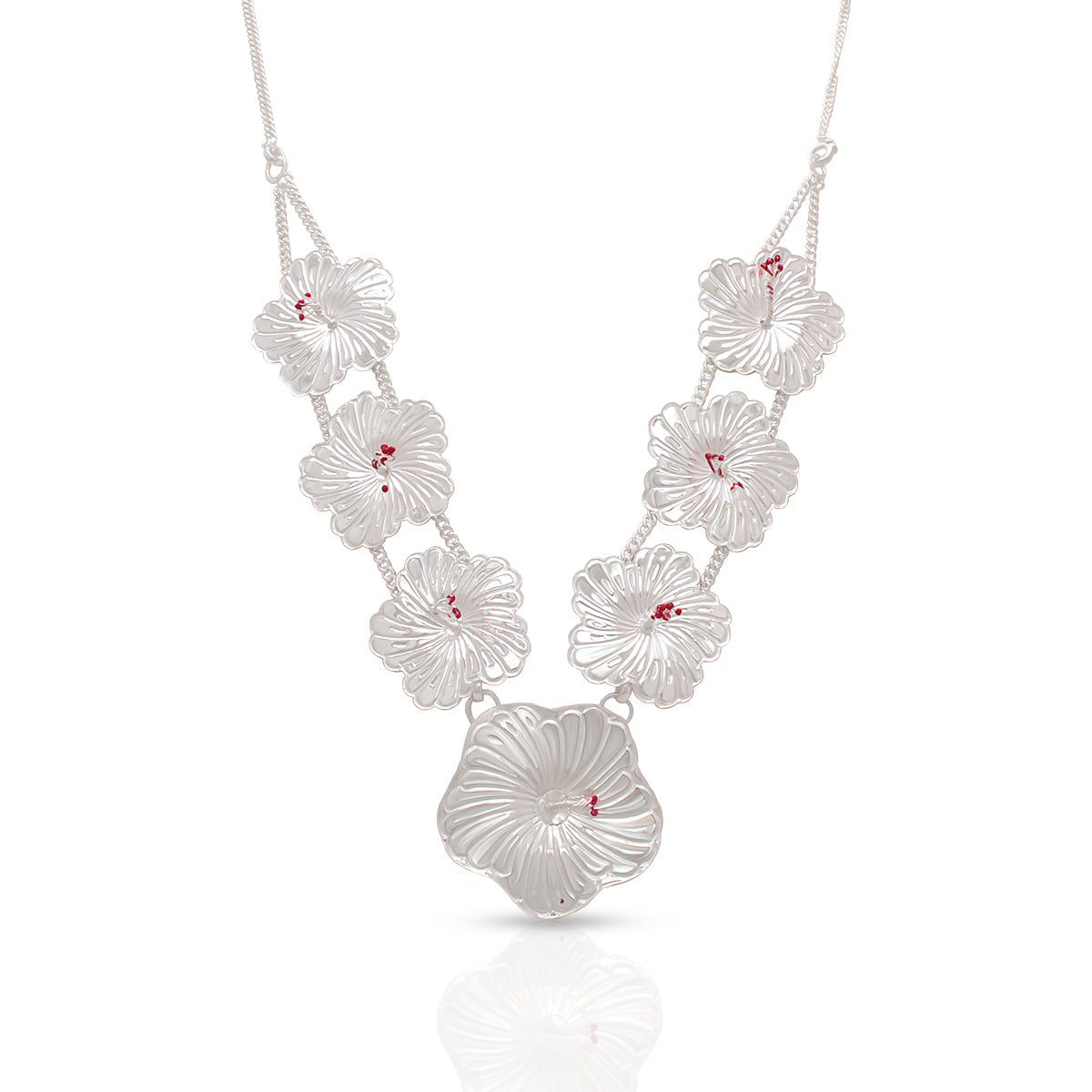 Silver Hibiscus Flower Haar For Ganpati