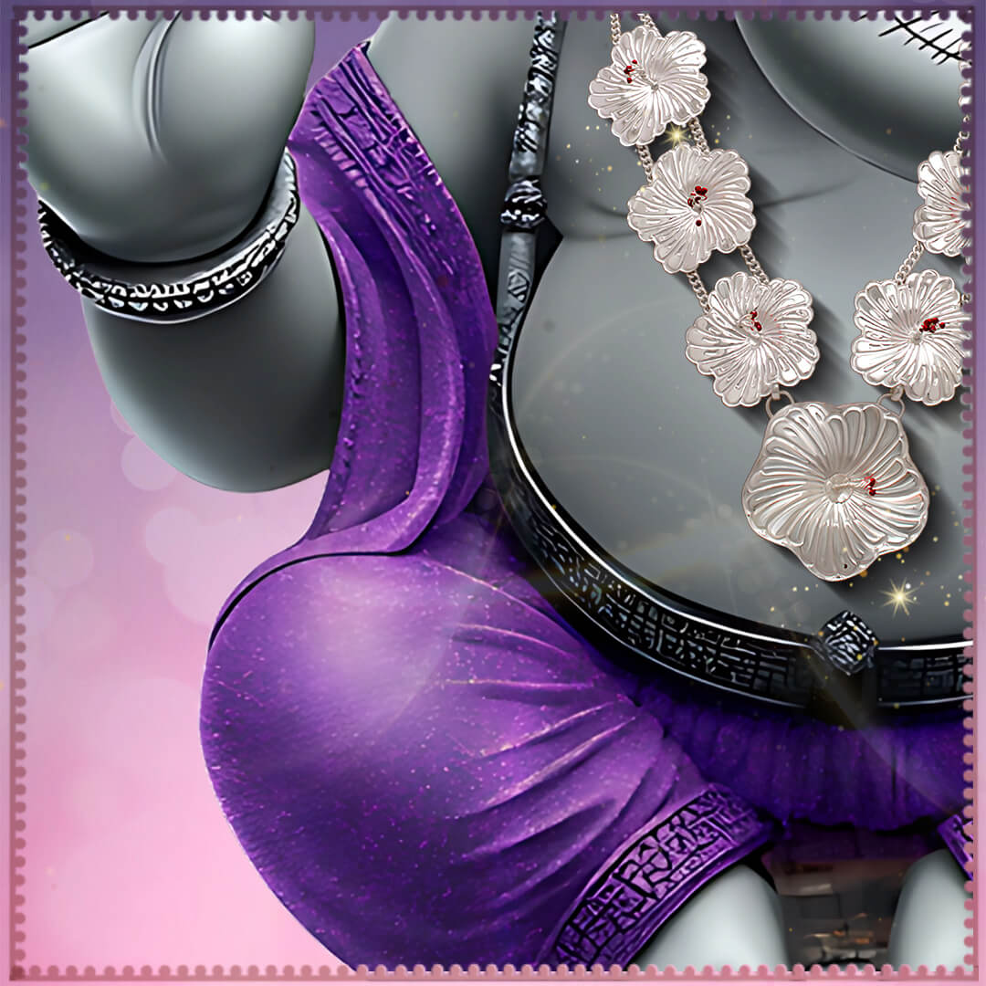 Silver Hibiscus Flower Haar For Ganpati