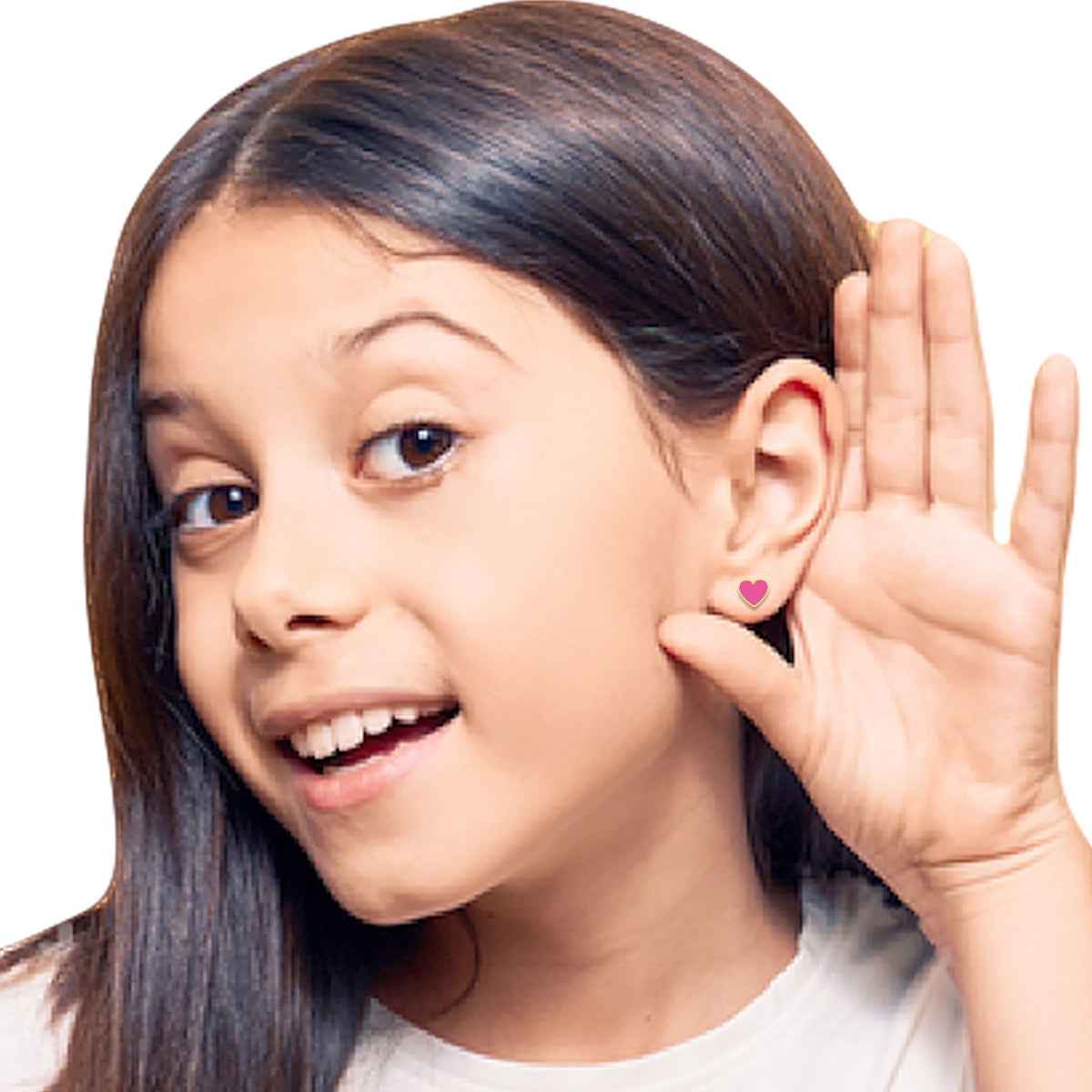 Adorable Pink Heart 22K Gold Earrings for Kids
