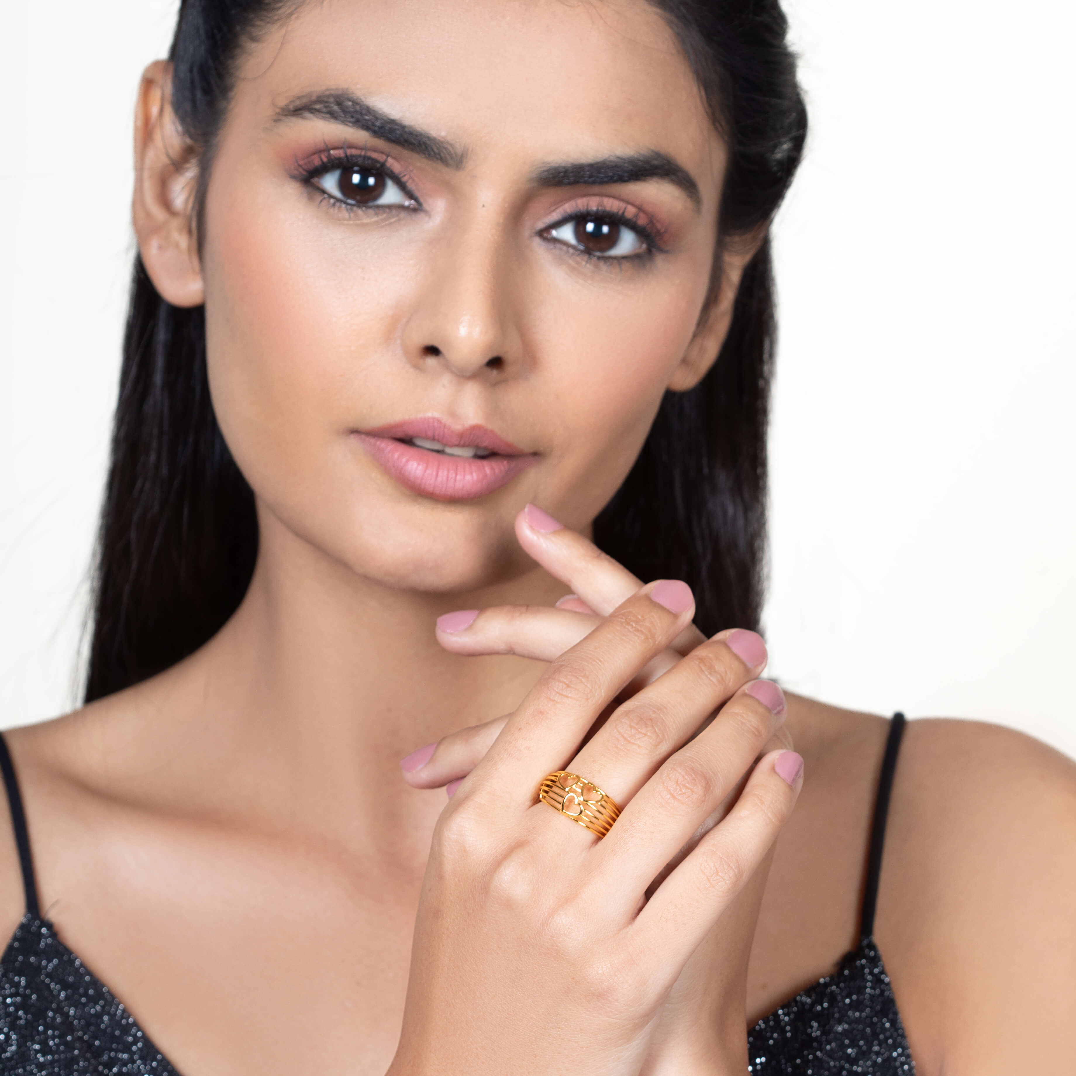 Whispering Hearts Gold Ring
