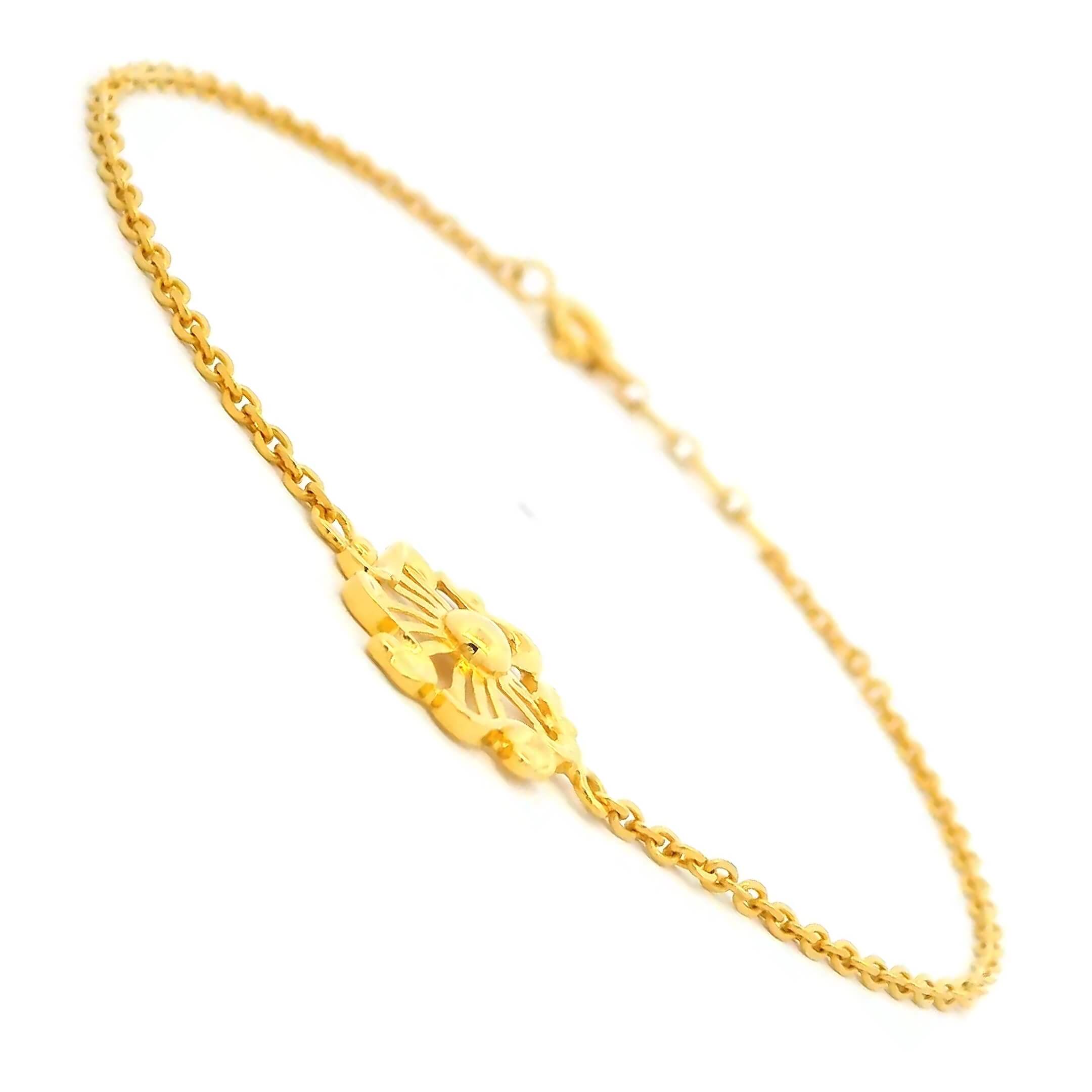 Floral Charm Gold Bracelet for Women