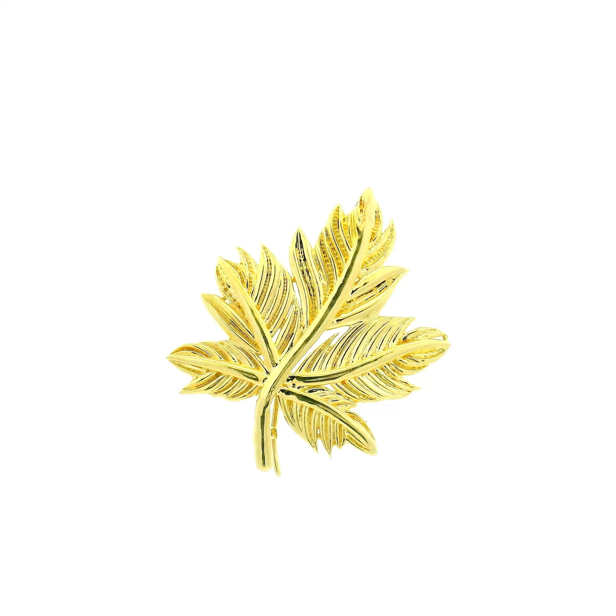 Subtle Leafy Charm Gold Brooch for Men