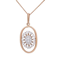 Shimmering Floral Oblong Diamond Rose Gold Pendant