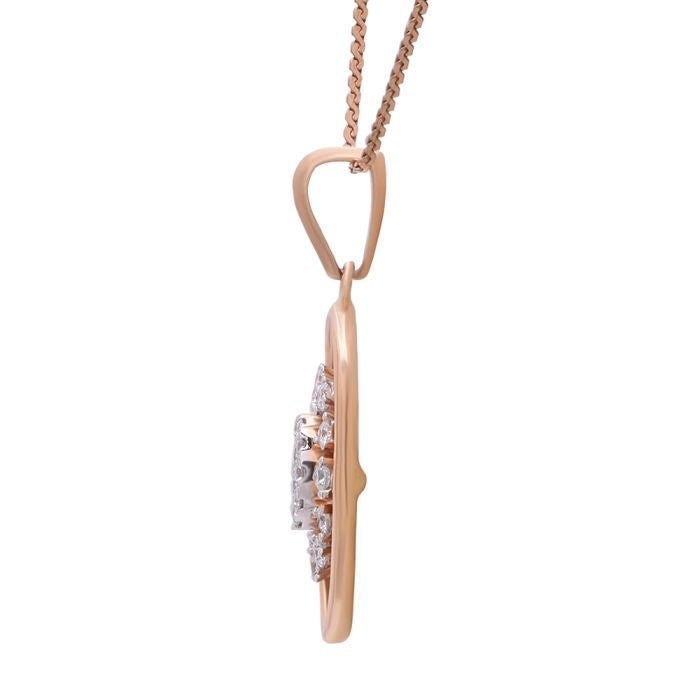 Shimmering Floral Oblong Diamond Rose Gold Pendant