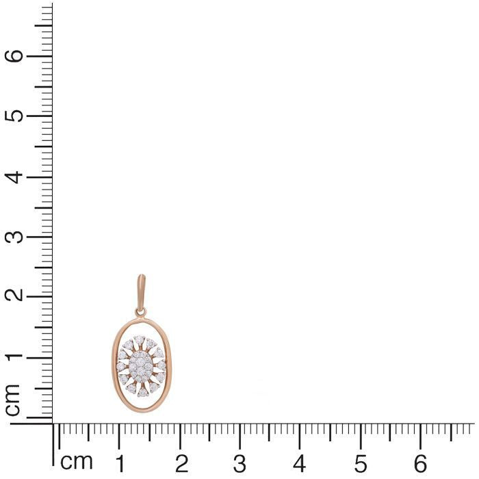 Shimmering Floral Oblong Diamond Rose Gold Pendant