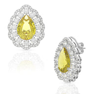 Yellow Stone Silver Earrings