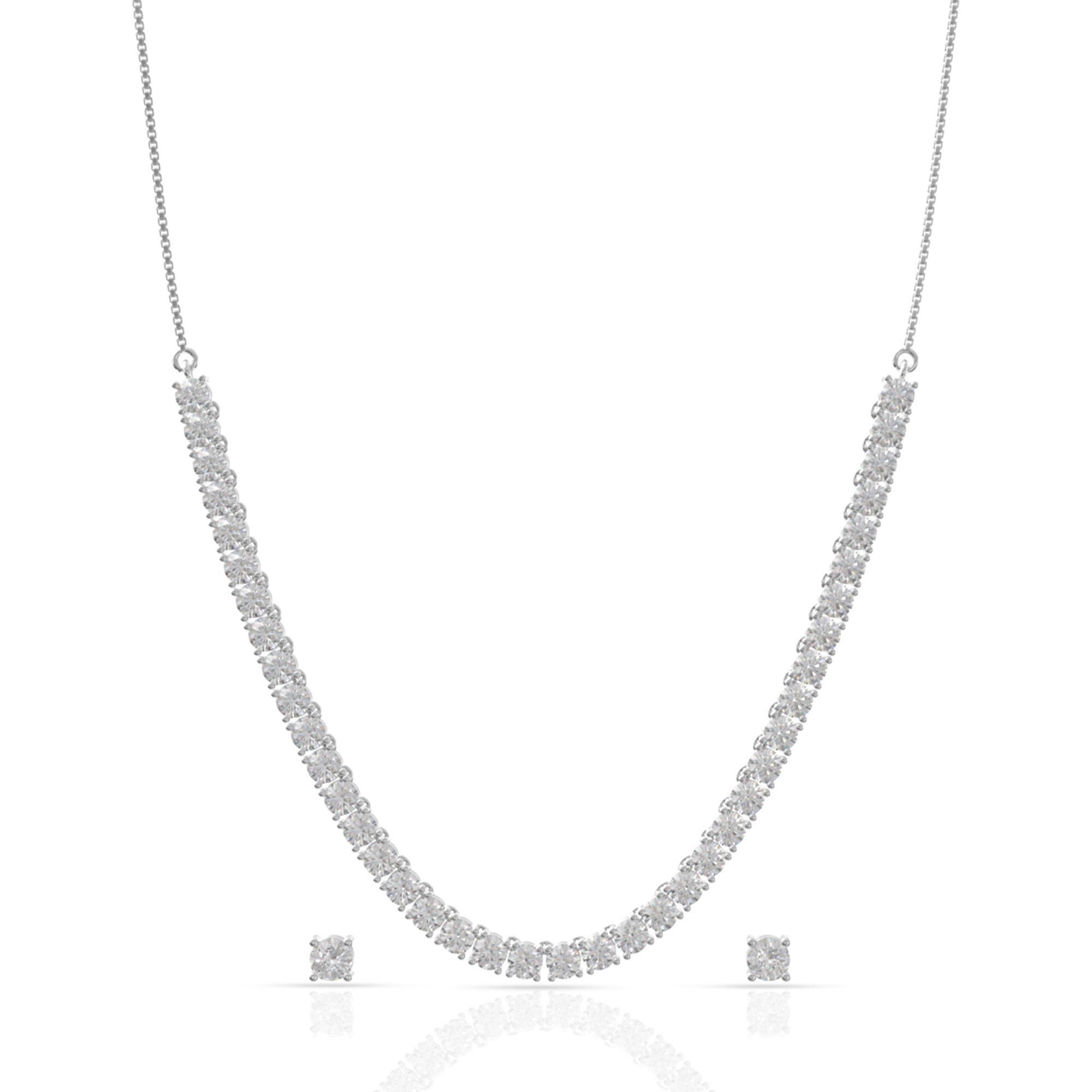 Delight Solitaire Silver Necklace Set