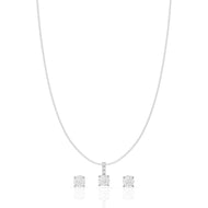 Minimalist Silver Square Pendant Set