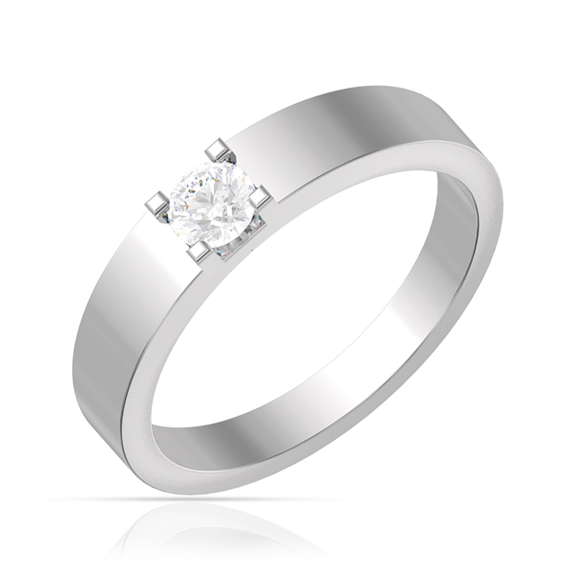 Elegant Solitaire Silver Band Ring