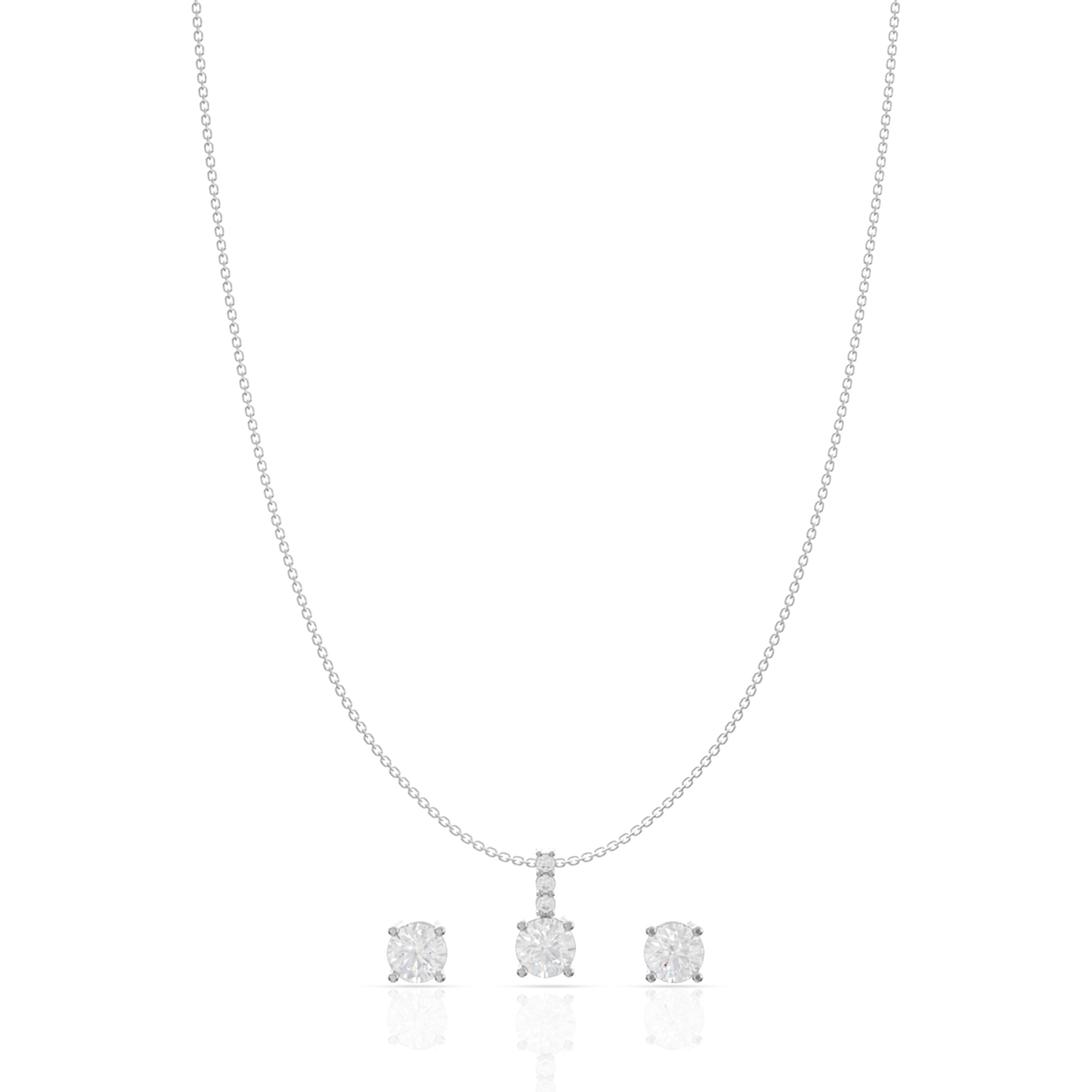 Minimalist Silver Square Pendant Set