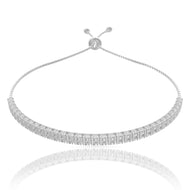 925 Sterling Silver Crystal Cubic Zirconia Classic String Diamond Bracelet
