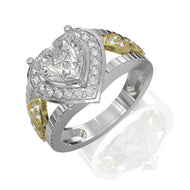 Silver Zircon Embrace Heart Ring