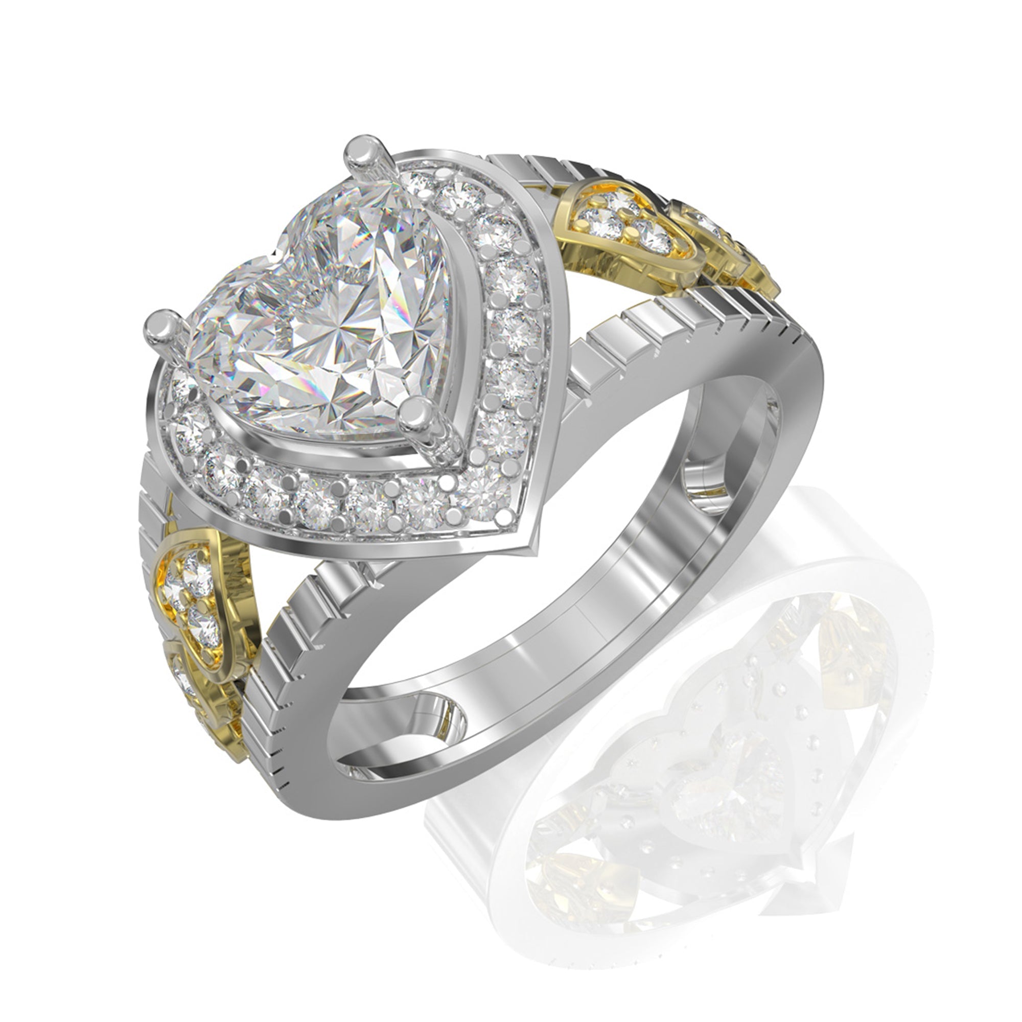 Silver Zircon Embrace Heart Ring