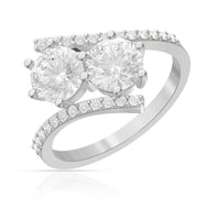 Twin Solitaire Silver Ring