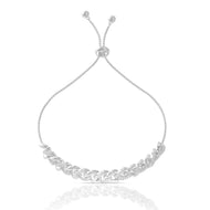 925 Sterling Polished Silver Crystal Cubic Zirconia Linked Bracelet