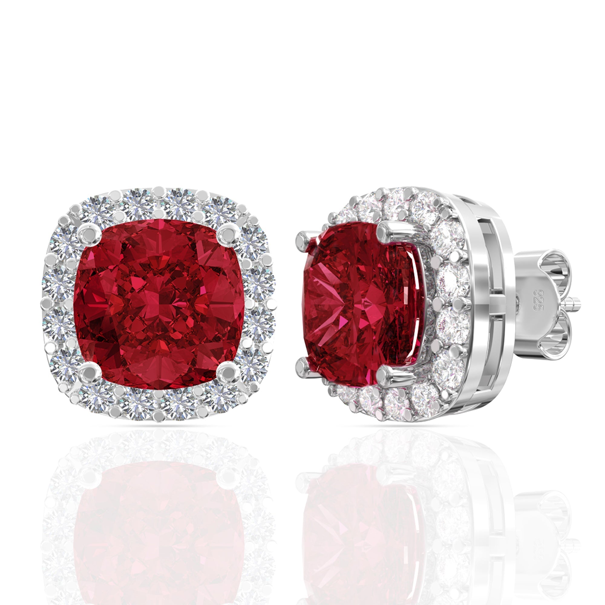 925 Sterling Silver Sparkling Pop Pink Studs