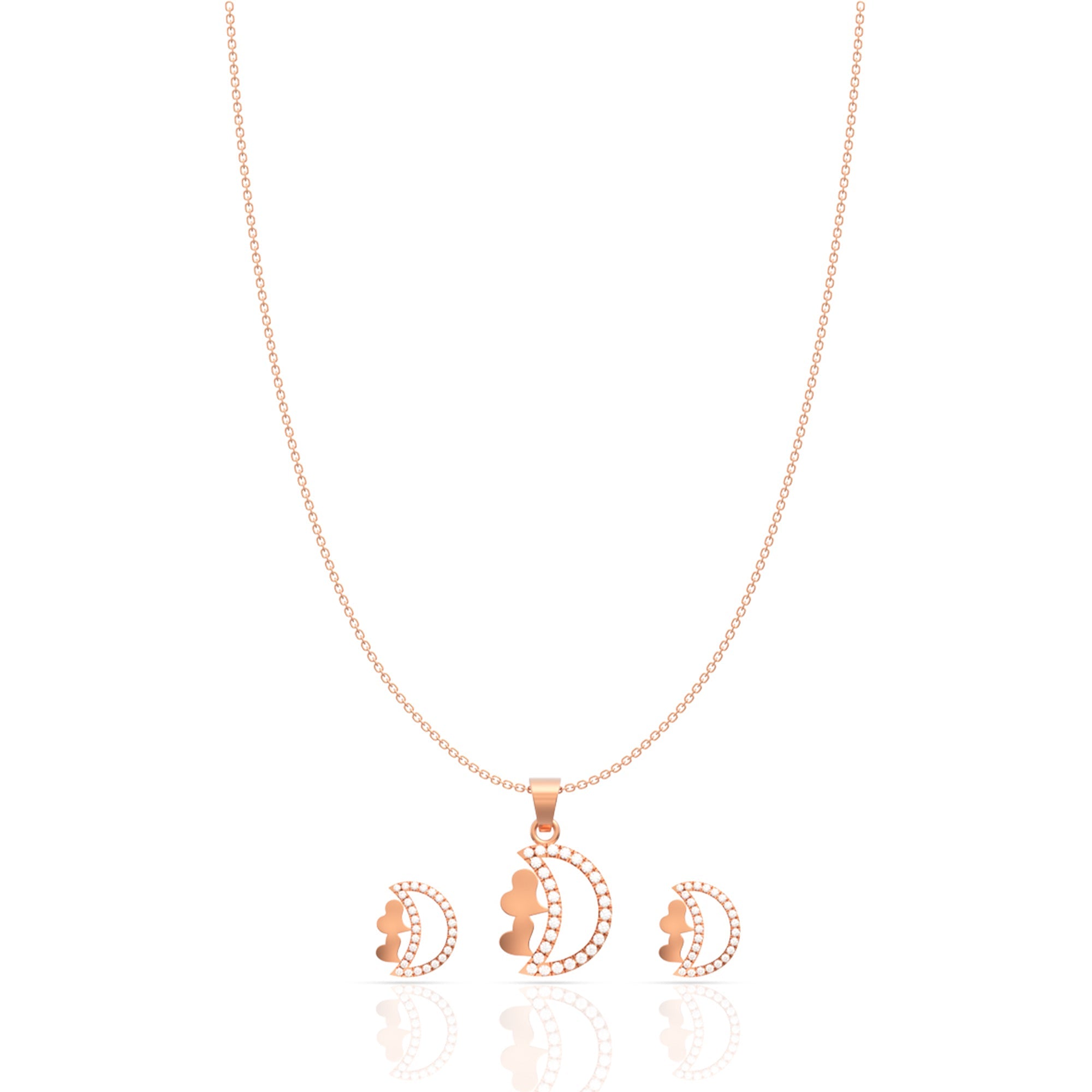 Elegant Silver Studded Moon Pendant