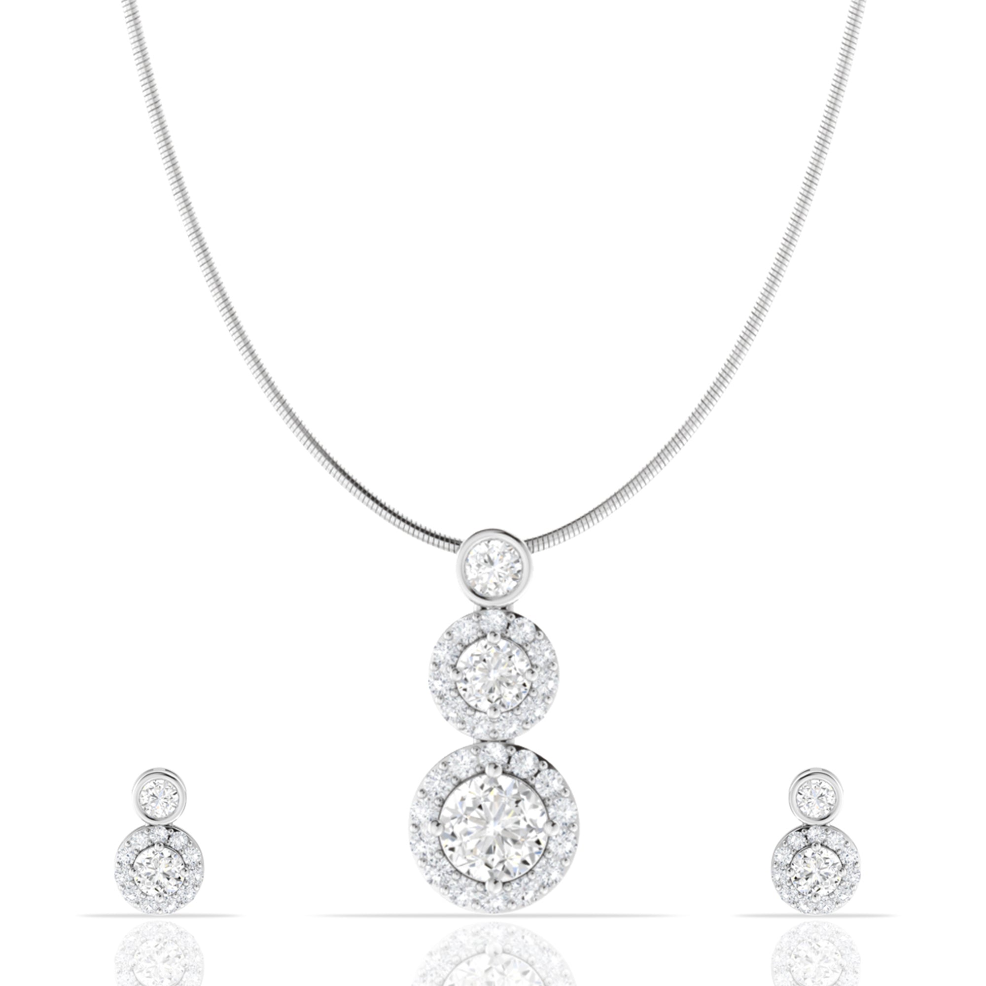 3 Diamonds Bezel Pendant Set In Silver