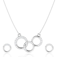 Lock of Affection Silver Interlock Pendant Set