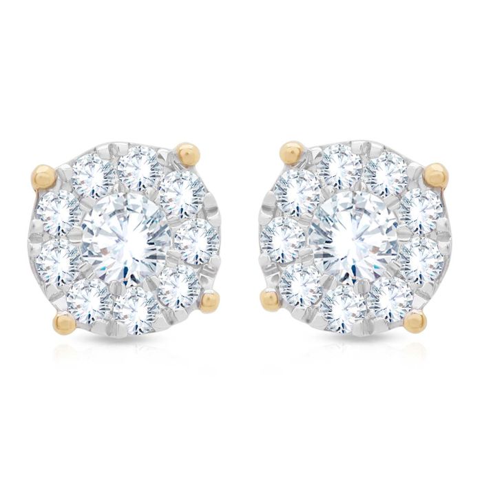 18K Dazzling Elegant Floral Stud Earrings