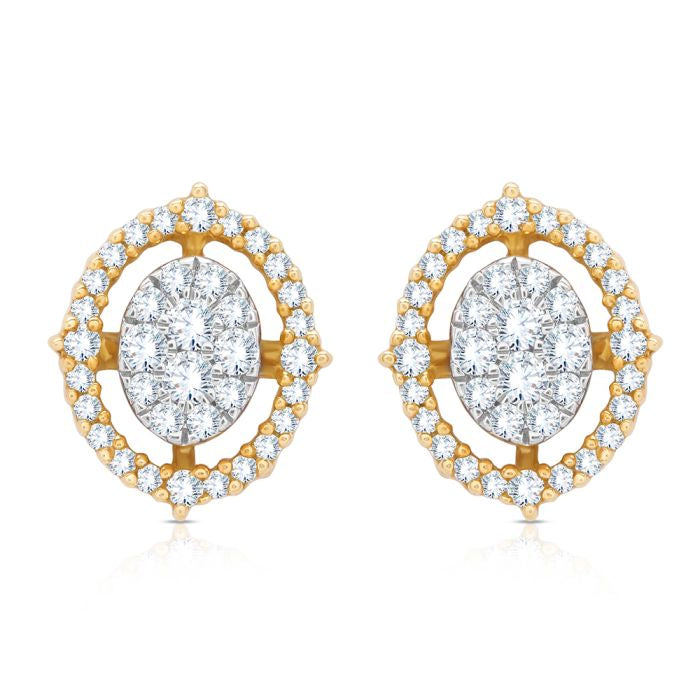 18K Gold Oval Studs For Charming Elegance