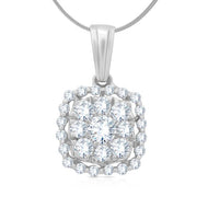 Radiant Square Diamond White Gold Pendant