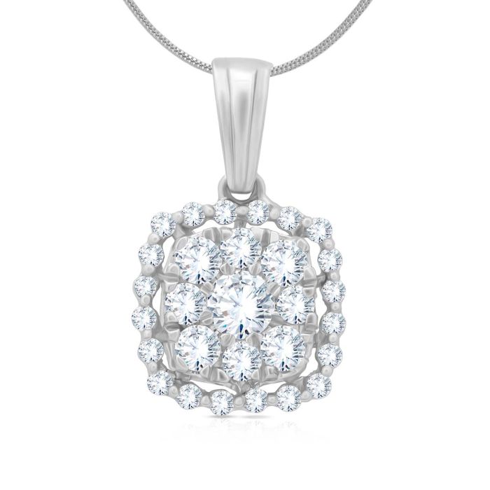 Radiant Square Diamond White Gold Pendant