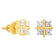Modern Elegance Square Stud Earrings in 18K Gold