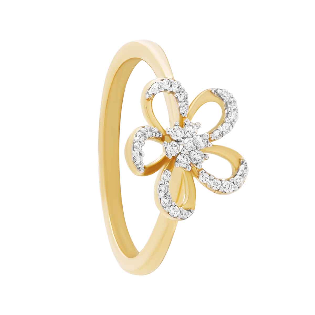 Floral Petal Charm Diamond Ring for Women