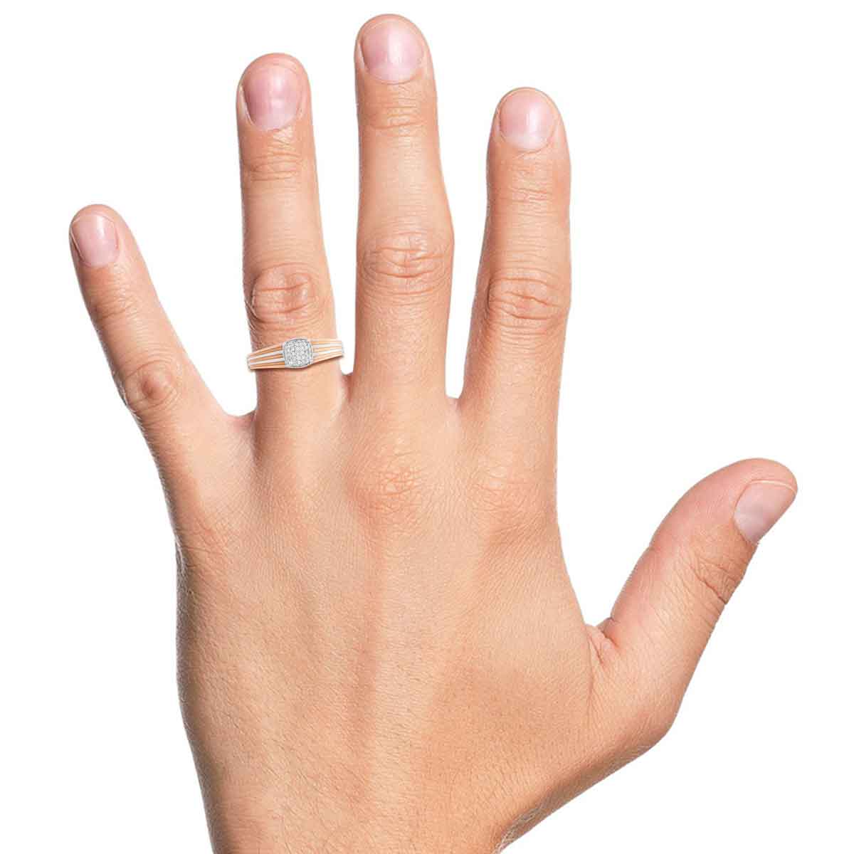 Stunning Striped Diamond Ring for Men 18K