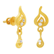 Elegant Paisley Motif Floral Danglers in 22K Gold