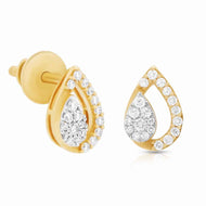 Dainty Elegant Paisley Design 18K Diamond Studs