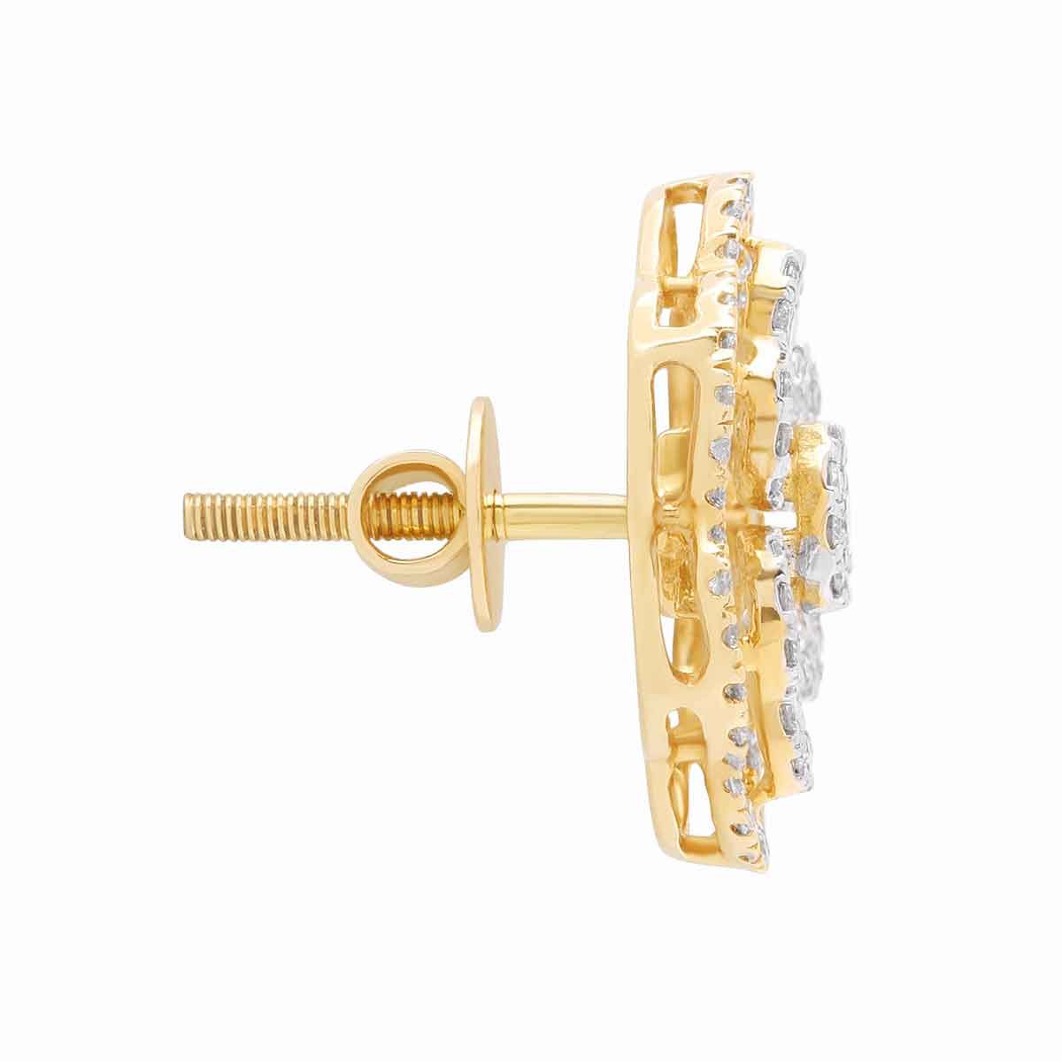 18K Intricately Crafted Daisy Motif Diamond Studs