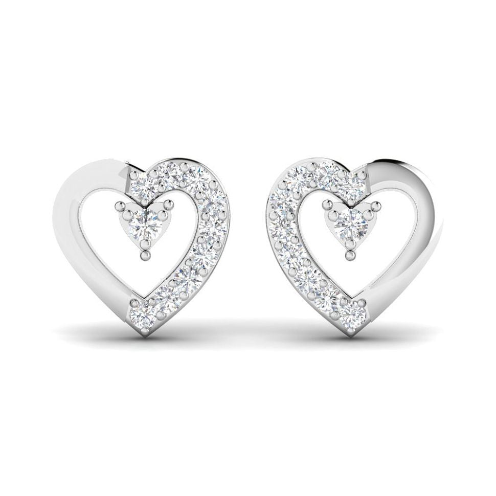 18K Sterling Heart Stud Earring for Dazzling Glow