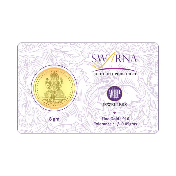 WHP 22KT(916) 8 gm Lord Ganesh Yellow gold Coin