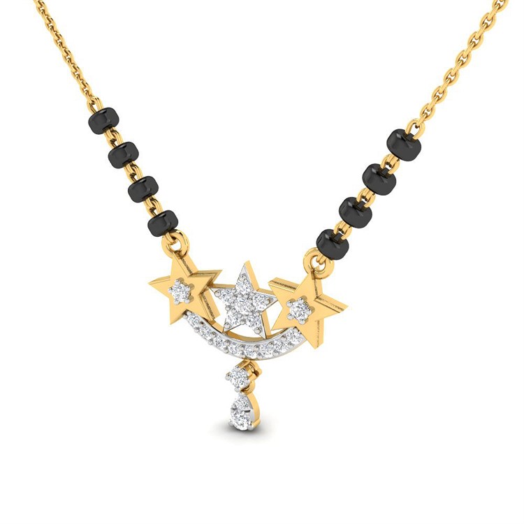 Mesmerizing Stars Diamond Short Mangalsutra 18K