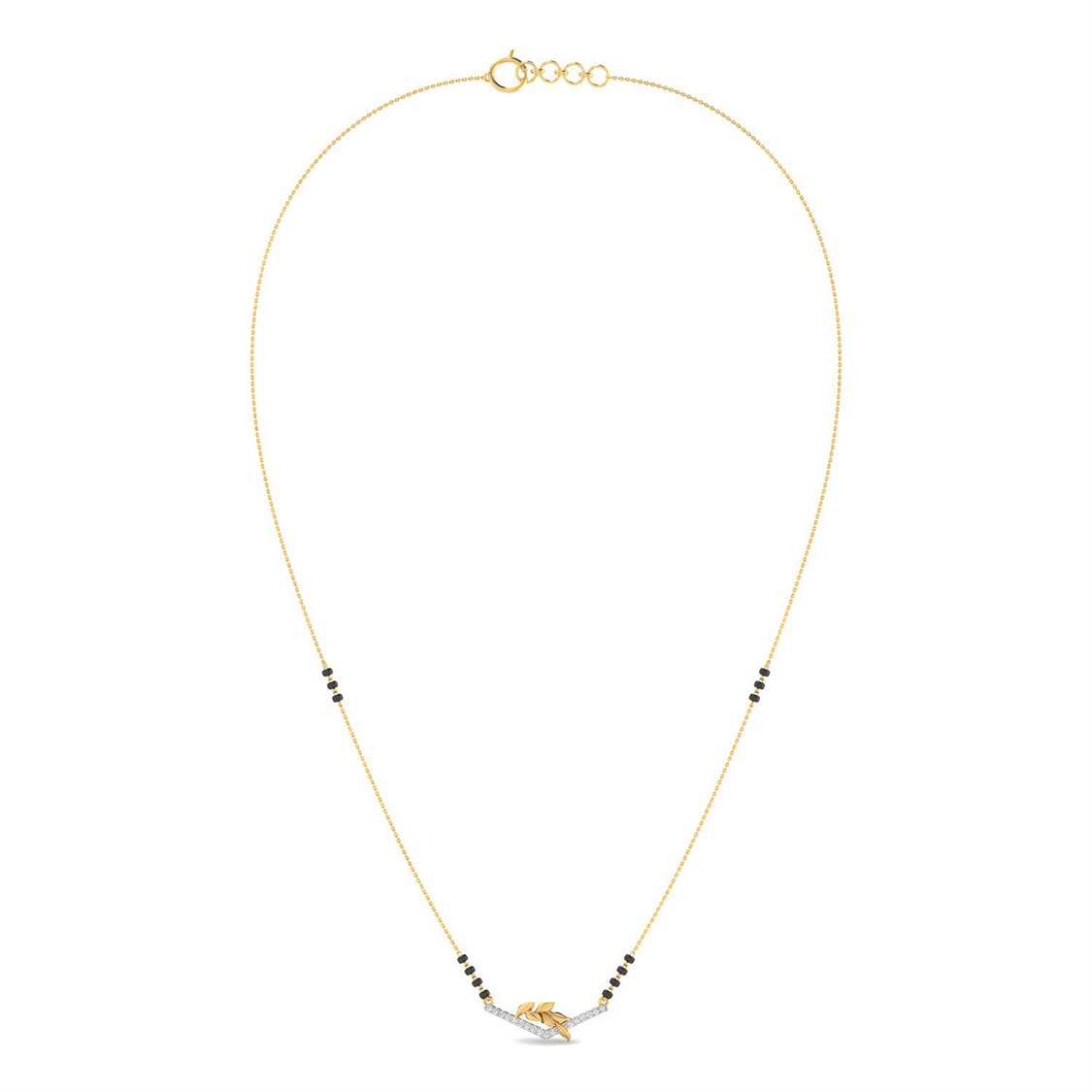 Dazzling Leaves 18K Diamond Short Mangalsutra