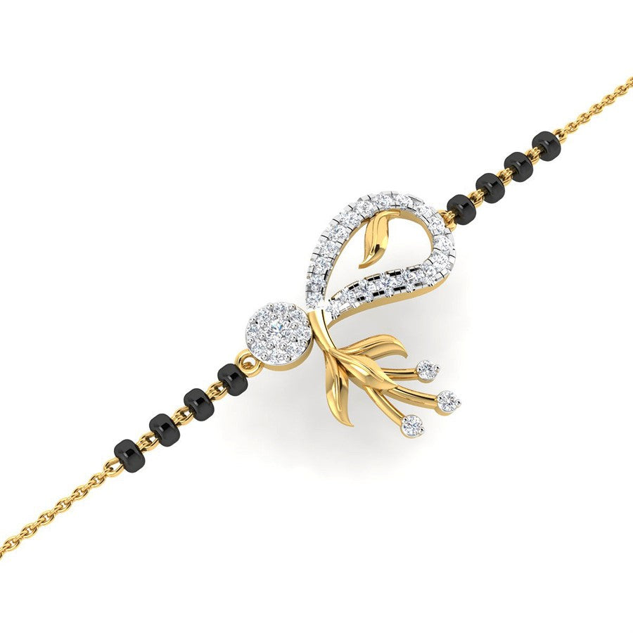 Radiant 18K Diamond Leaflet Mangalsutra Bracelet