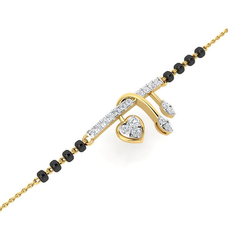 Shimmering Heart Diamond Mangalsutra Bracelet 18K