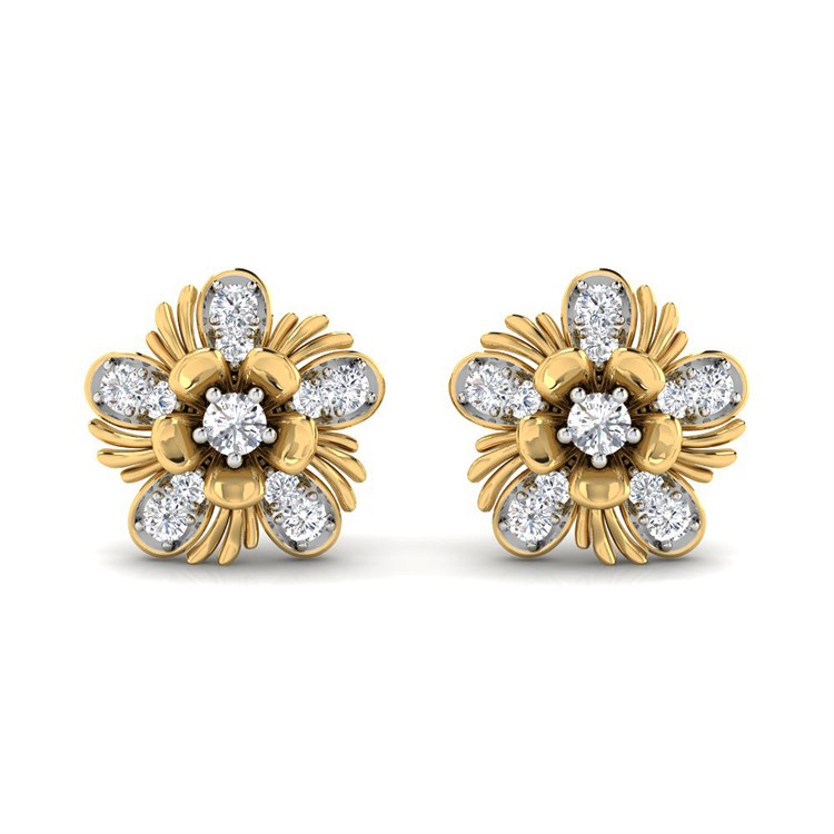 18K Everyday Luxury Floral Charm Diamond Studs