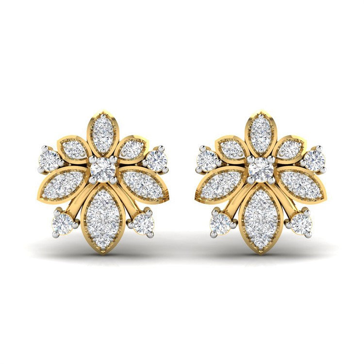 Intricately Crafted Floral Motif 18K Diamond Studs