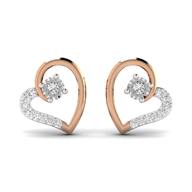 18K Effortlessly Modern Heart Motif Gold Studs